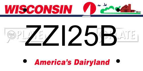 ZZI25B Wisconsin License Plate