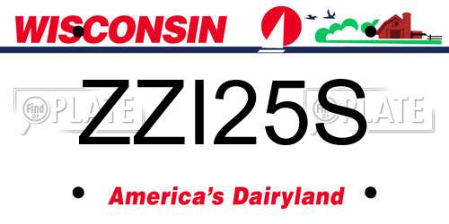 ZZI25S Wisconsin License Plate