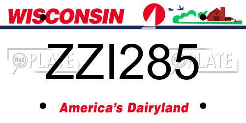 ZZI285 Wisconsin License Plate