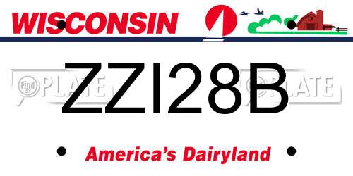 ZZI28B Wisconsin License Plate