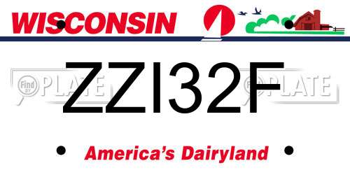 ZZI32F Wisconsin License Plate