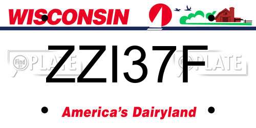 ZZI37F Wisconsin License Plate