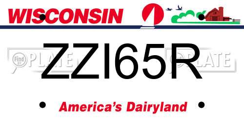 ZZI65R Wisconsin License Plate