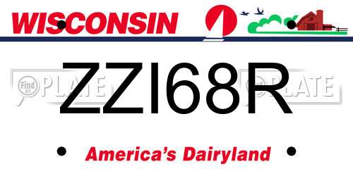 ZZI68R Wisconsin License Plate