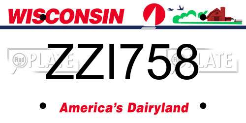ZZI758 Wisconsin License Plate
