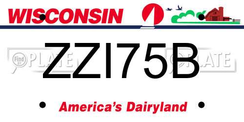 ZZI75B Wisconsin License Plate