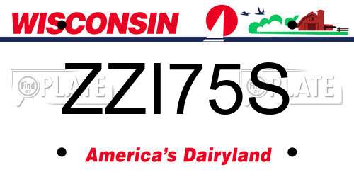 ZZI75S Wisconsin License Plate