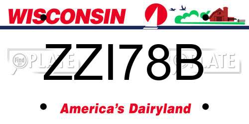 ZZI78B Wisconsin License Plate