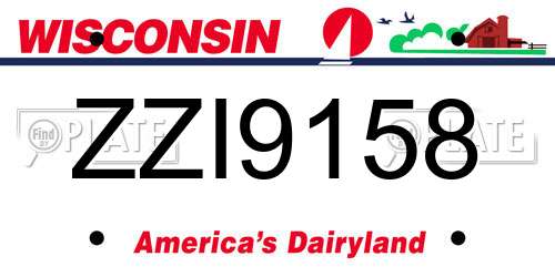 ZZI9158 Wisconsin License Plate