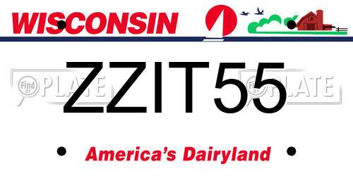 ZZIT55 Wisconsin License Plate