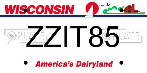 ZZIT85 Wisconsin License Plate