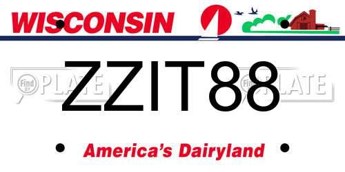 ZZIT88 Wisconsin License Plate