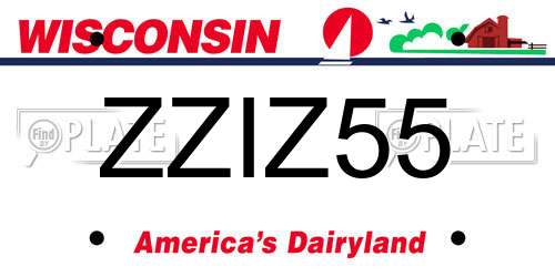 ZZIZ55 Wisconsin License Plate