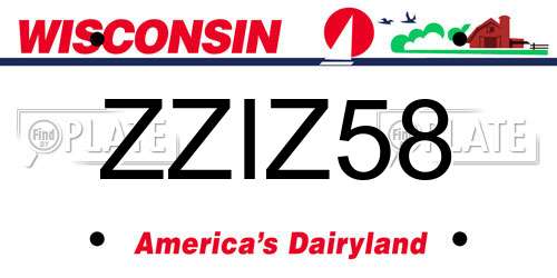 ZZIZ58 Wisconsin License Plate