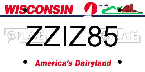 ZZIZ85 Wisconsin License Plate