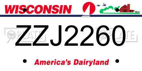 ZZJ2260 Wisconsin License Plate