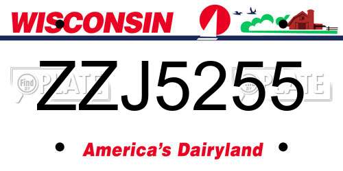 ZZJ5255 Wisconsin License Plate