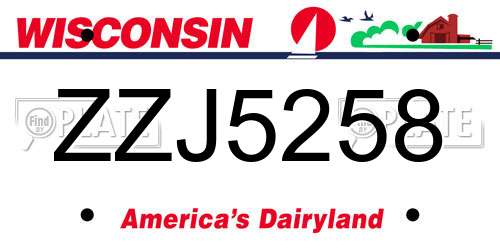 ZZJ5258 Wisconsin License Plate