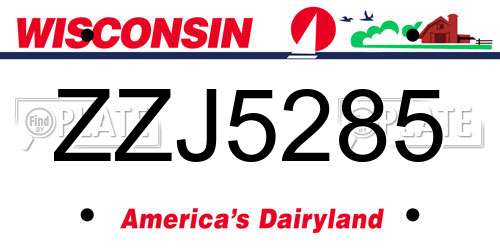 ZZJ5285 Wisconsin License Plate
