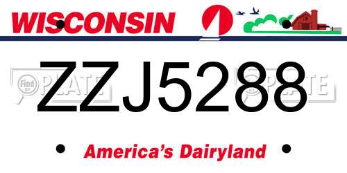 ZZJ5288 Wisconsin License Plate