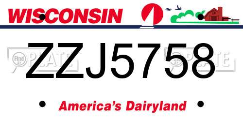 ZZJ5758 Wisconsin License Plate
