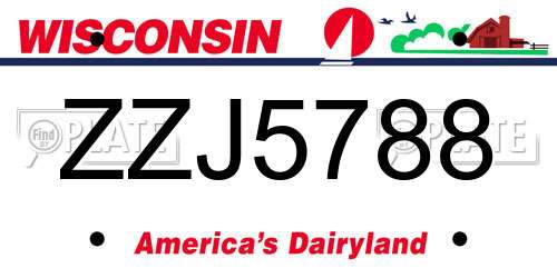 ZZJ5788 Wisconsin License Plate
