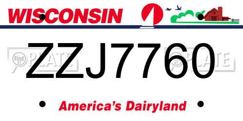 ZZJ7760 Wisconsin License Plate