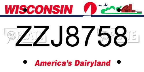 ZZJ8758 Wisconsin License Plate
