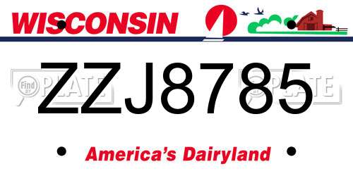ZZJ8785 Wisconsin License Plate