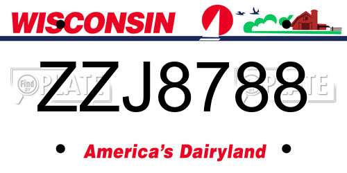 ZZJ8788 Wisconsin License Plate