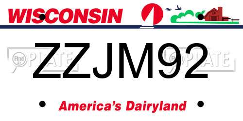 ZZJM92 Wisconsin License Plate