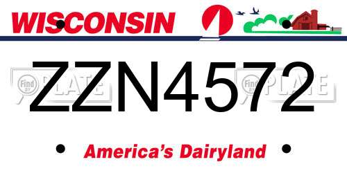 ZZN4572 Wisconsin License Plate