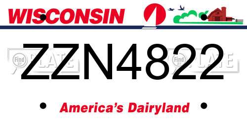 ZZN4822 Wisconsin License Plate