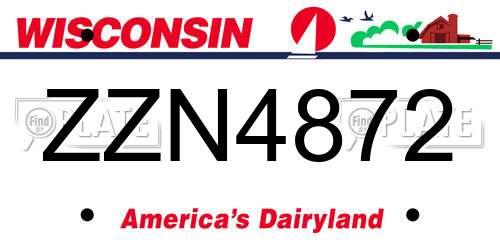 ZZN4872 Wisconsin License Plate