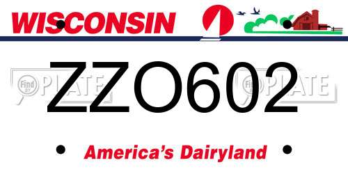 ZZO602 Wisconsin License Plate