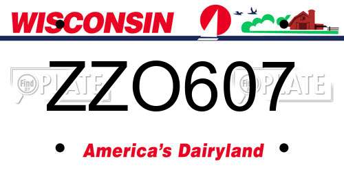ZZO607 Wisconsin License Plate