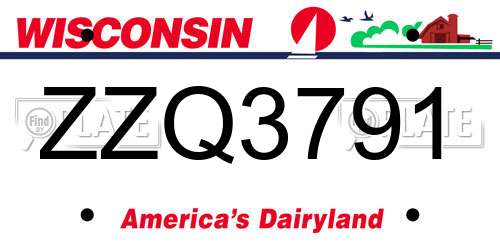 ZZQ3791 Wisconsin License Plate