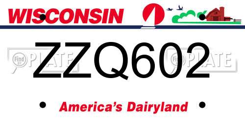 ZZQ602 Wisconsin License Plate