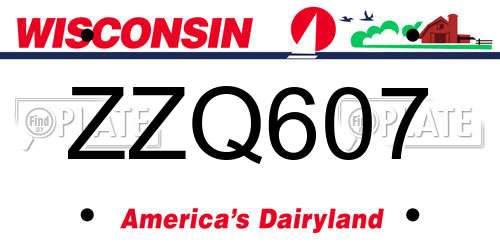 ZZQ607 Wisconsin License Plate