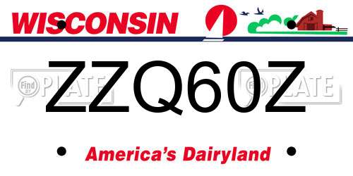 ZZQ60Z Wisconsin License Plate