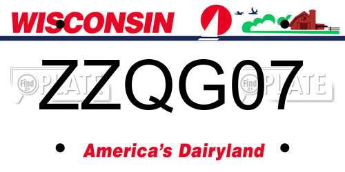 ZZQG07 Wisconsin License Plate