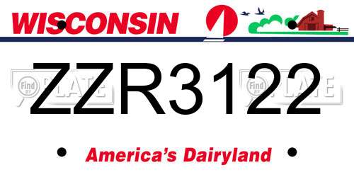 ZZR3122 Wisconsin License Plate