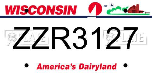 ZZR3127 Wisconsin License Plate