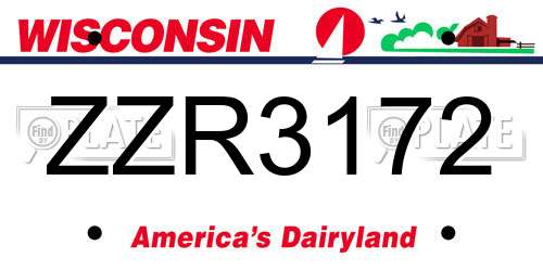 ZZR3172 Wisconsin License Plate