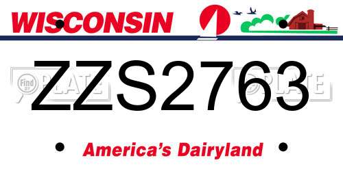 ZZS2763 Wisconsin License Plate