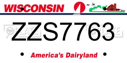 ZZS7763 Wisconsin License Plate