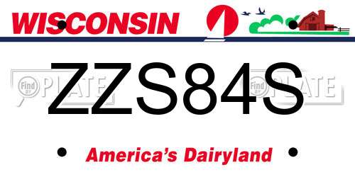 ZZS84S Wisconsin License Plate