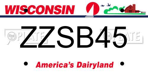 ZZSB45 Wisconsin License Plate