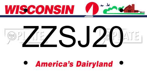 ZZSJ20 Wisconsin License Plate
