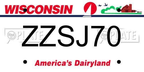 ZZSJ70 Wisconsin License Plate